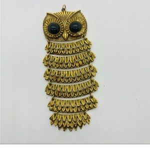 Vintage 70’s owl 6tiers pendant w/chain 24”